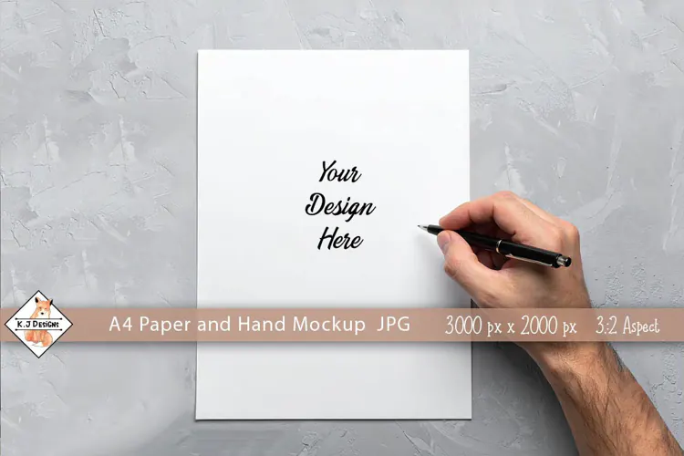 A4 Paper & Hand Mockup JPG