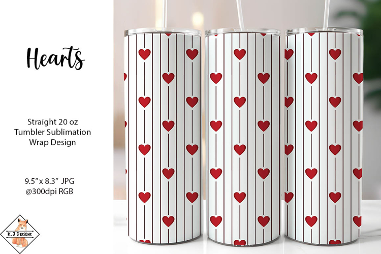 Hearts and Stripes Tumbler Sublimation Wrap