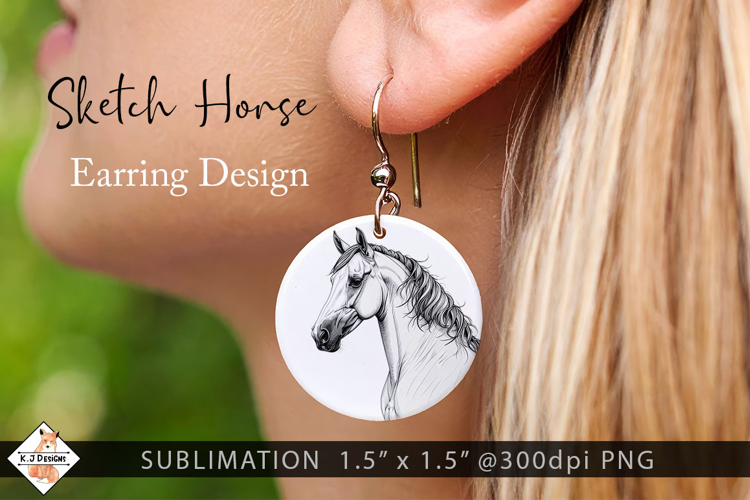 Sketch Horse Earring Sublimation Designs