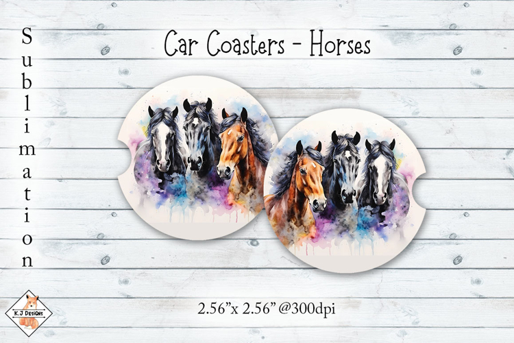 Horses Car Coasters | Sublimation Designs