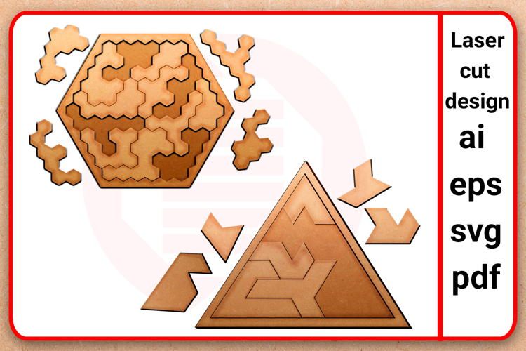 Laser cut SVG Geometric puzzles Montessori school template