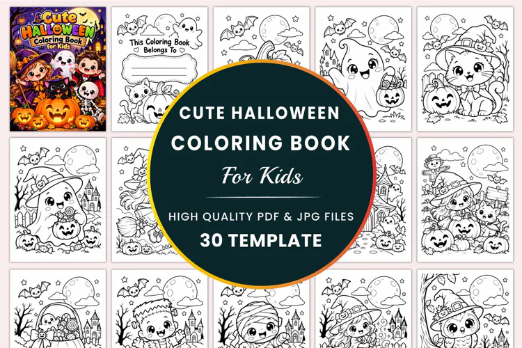 Cute Halloween Coloring Book for Kids