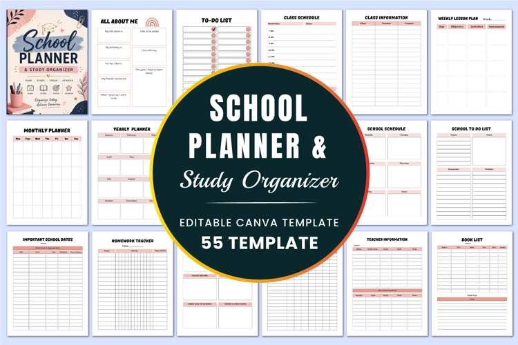 School Planner & Study Organizer Canva templates