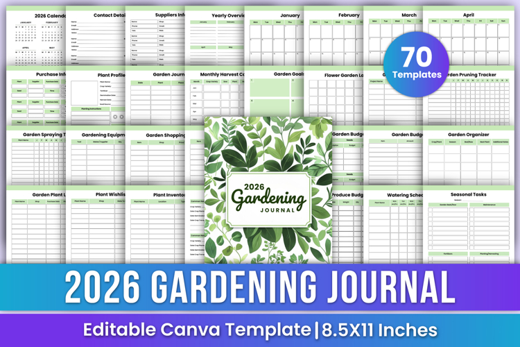 2026 Gardening Journal Bundle Canva Template