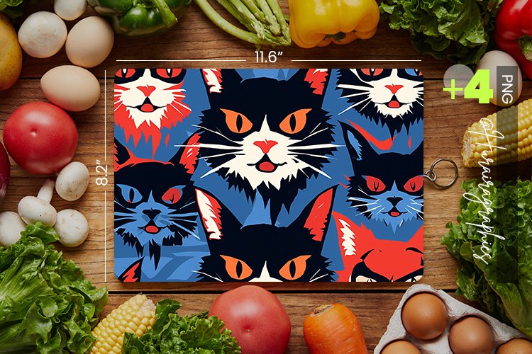 Comic Cat Cutting Board Design - 04 Variations
