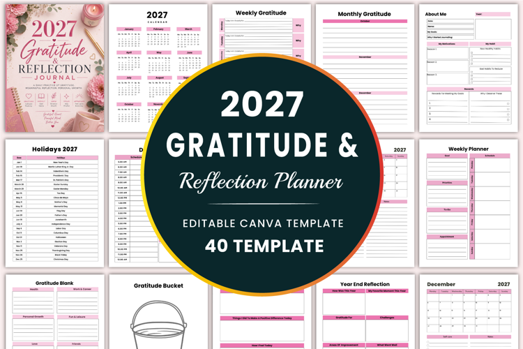 2027 Gratitude & Reflection Journal templates