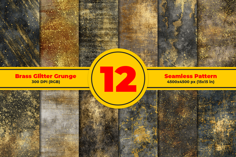 Brass Glitter Grunge Seamless Pattern and Digital paper