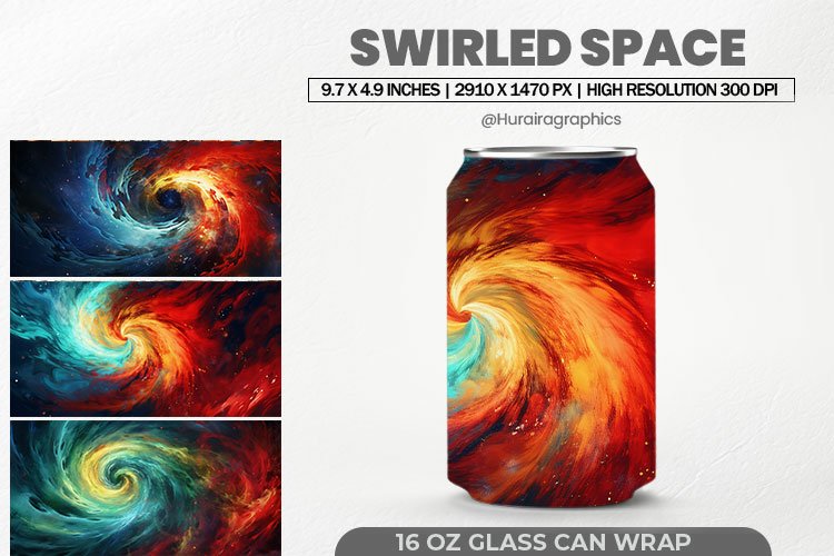 Swirled Space Glass Can Wrap,16 Oz Tumbler Sublimation