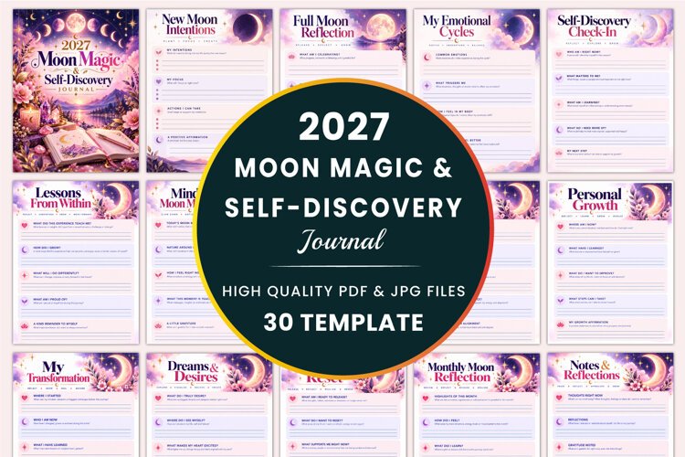 2027 Moon Magic & Self-Discovery Journal Kdp interiors example image 1