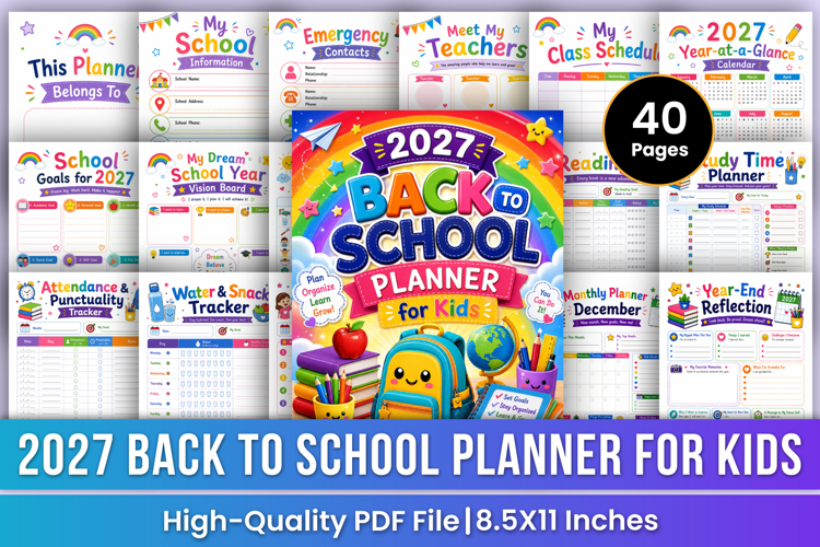 2027 Back to School Planner for Kids | Student Success