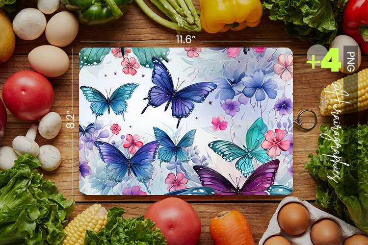 Watercolor butterflies Cutting Board Design - 04 Variations