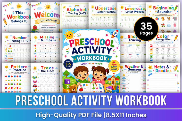 Preschool Activity Workbook | Printable Learning Activities