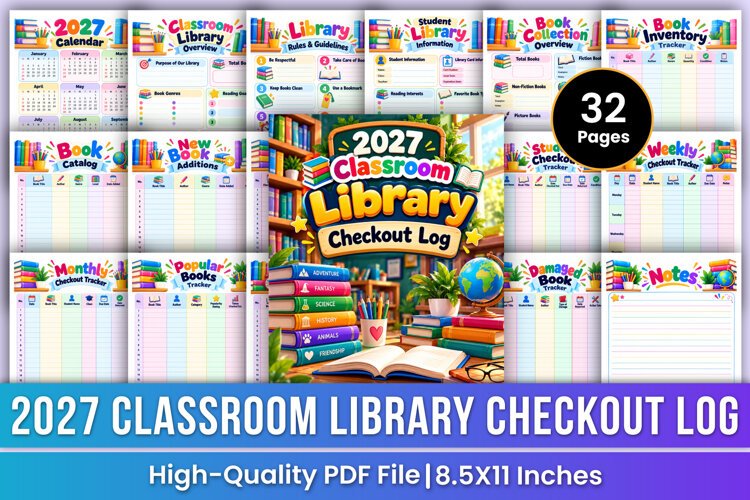 2027 Classroom Library Checkout Log | Book Tracking, Student example image 1