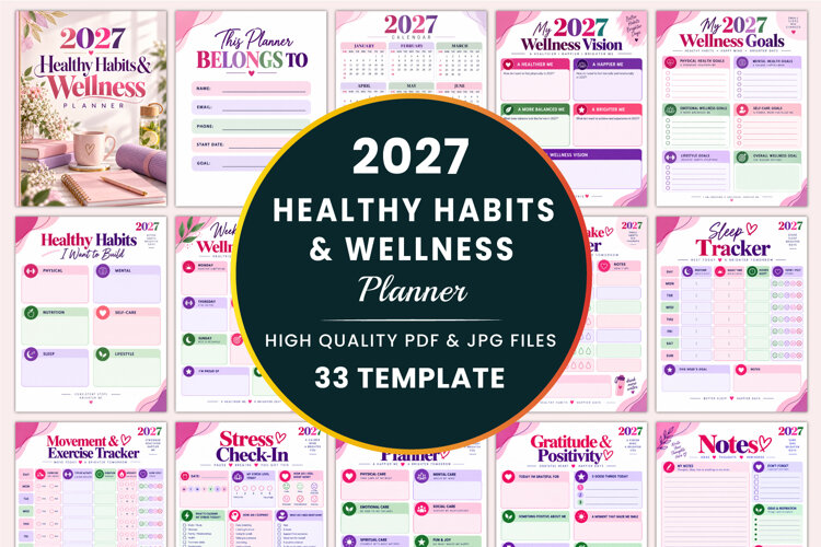 2027 Healthy Habits & Wellness Planner example image 1