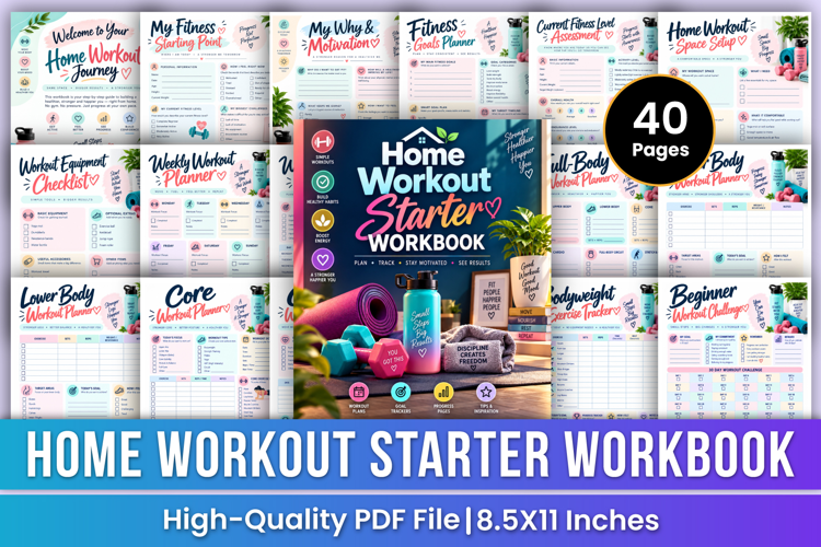Home Workout Starter Workbook | Workout Planning, Exercise