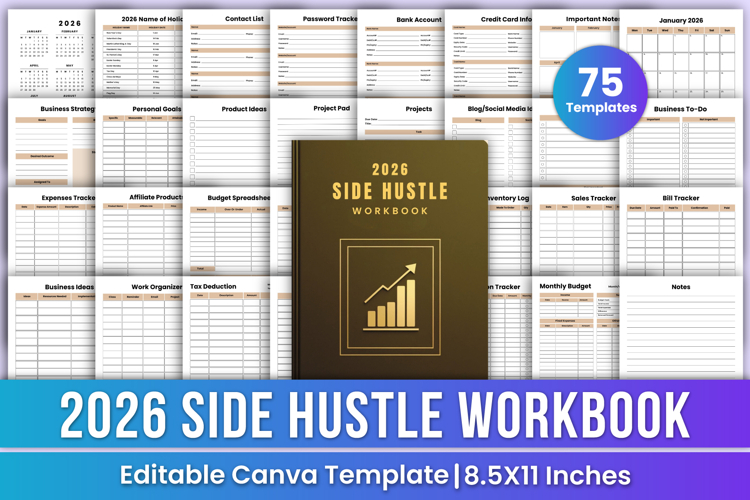 2026 Side Hustle Workbook Canva Template