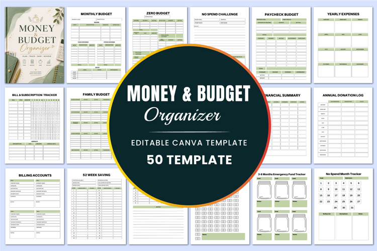 Money & Budget Organizer Canva templates