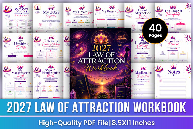 2027 Law of Attraction Workbook | Manifestation, Affirmation example image 1