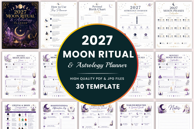 2027 Moon Ritual & Astrology Planner Templates example image 1