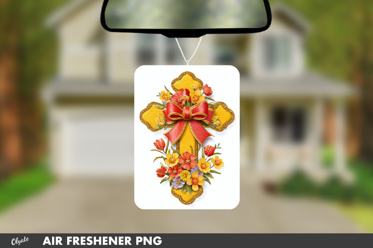 Easter Cross, Leather Religious Cross, Air Freshener PNG