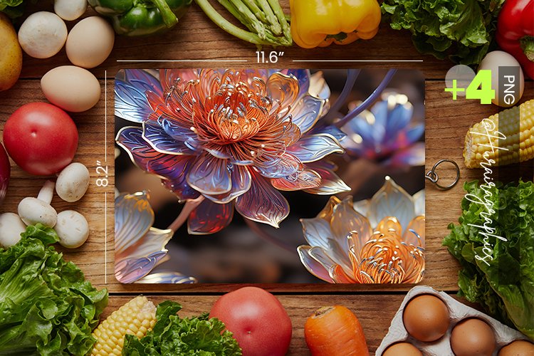 Holographic Flower Cutting Board Design - 04 Variations