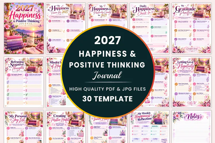 2027 Happiness & Positive Thinking Journal Kdp interiors