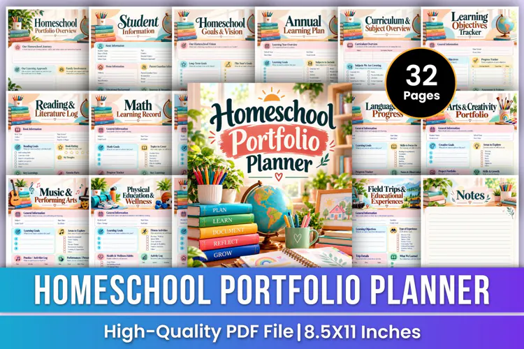 Homeschool Portfolio Planner | Learning Records, Progress