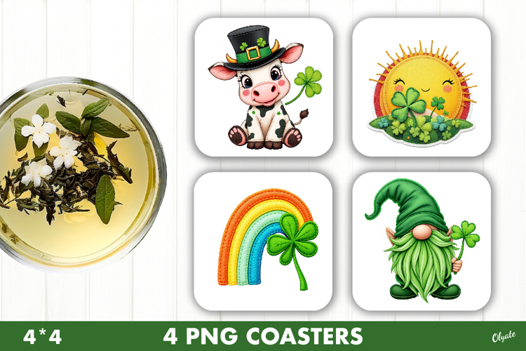 St Patrick’s Day Coaster PNG, Patrick Green Coaster Design