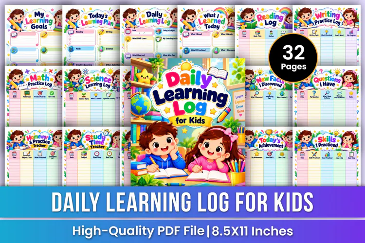 Daily Learning Log for Kids | Learning Tracker, Study