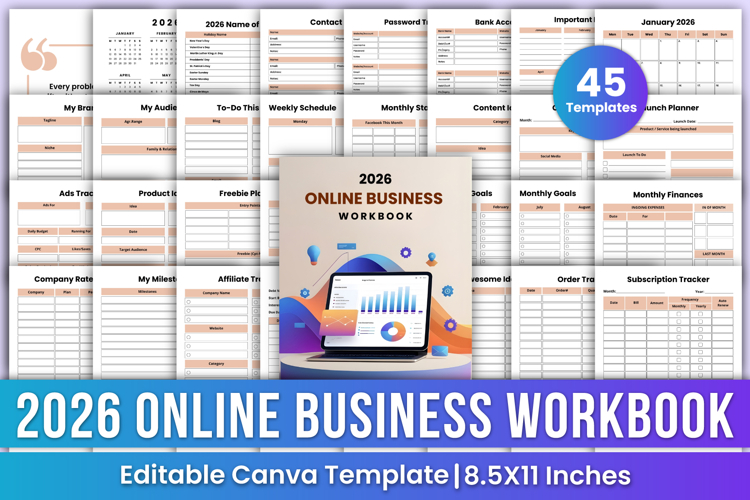 2026 Online Business Workbook Canva Template
