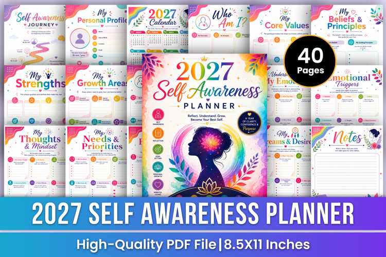 2027 Self Awareness Planner | Reflection, Mindset & Growth