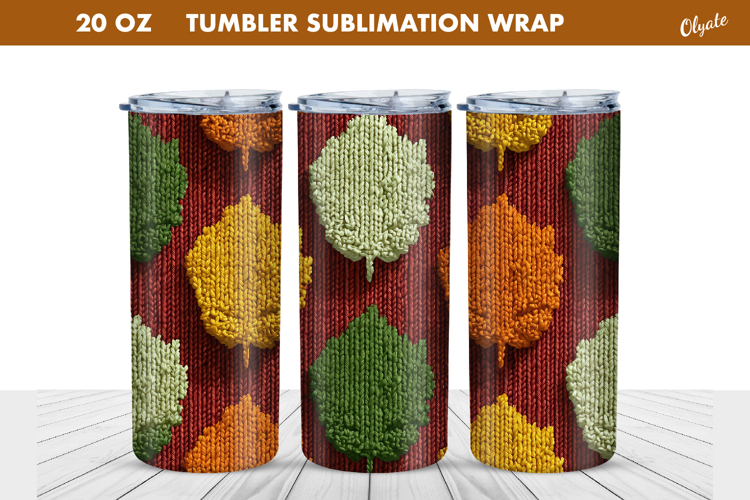 Cozy Fall Crochet Tumbler Wrap. Knitting Leaves Tumbler