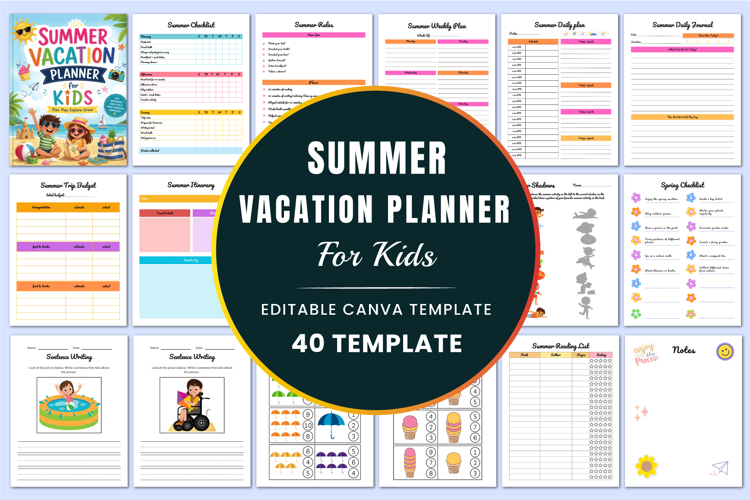 Summer Vacation Planner for Kids For KDP Interior