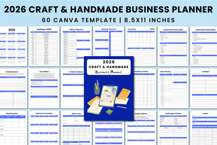 Editable 2026 Craft & Handmade Business Planner example image 1