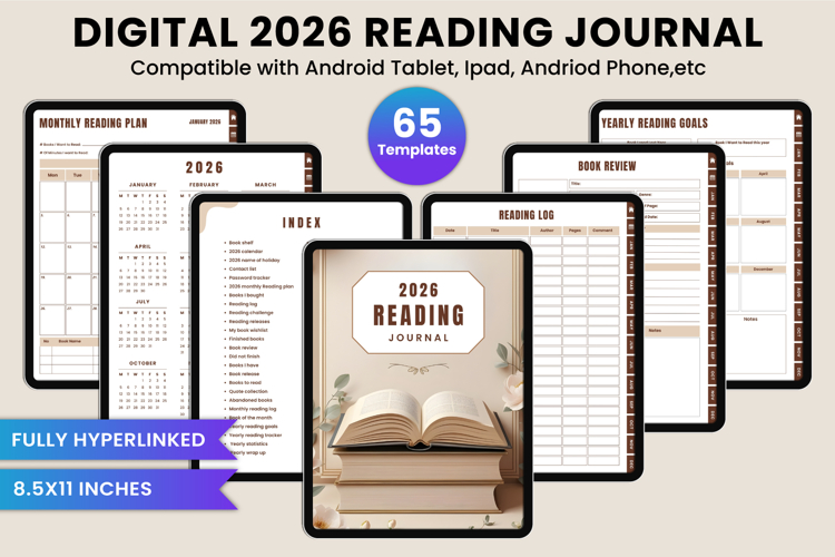2026 Digital Reading Journal Bundle Canva Template