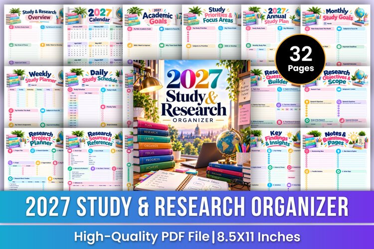 2027 Study & Research Organizer | Academic Planning example image 1