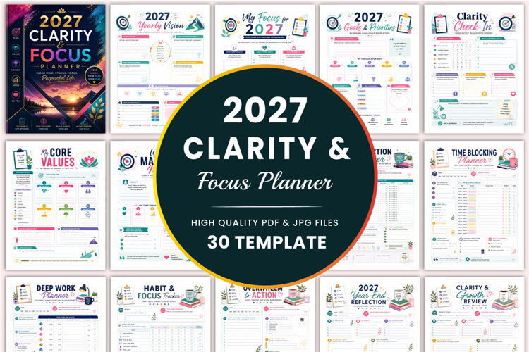 2027 Clarity & Focus Planner Printable tempalets example image 1