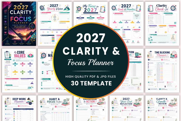 2027 Clarity & Focus Planner Printable tempalets