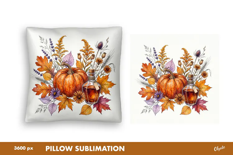 Witch's Botanical Halloween. Fall Pumpkin Sublimation