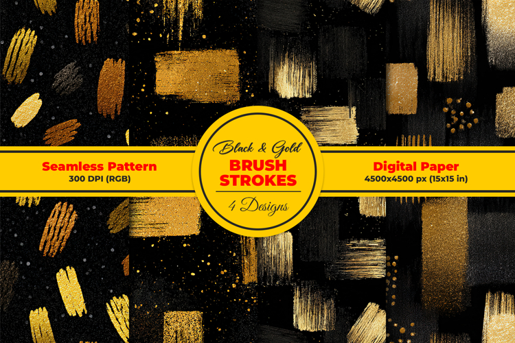 Black And Gold Digital Paper Image 12
