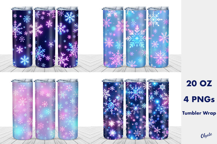 Snowflakes Tumbler Wrap PNG. 20 OZ Tumbler PNG