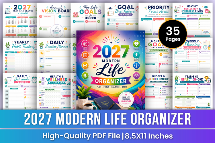 2027 Modern Life Organizer | Wellness & Routine