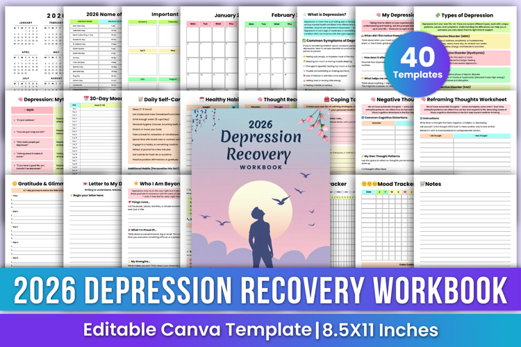 2026 Depression Recovery Workbook Canva Template