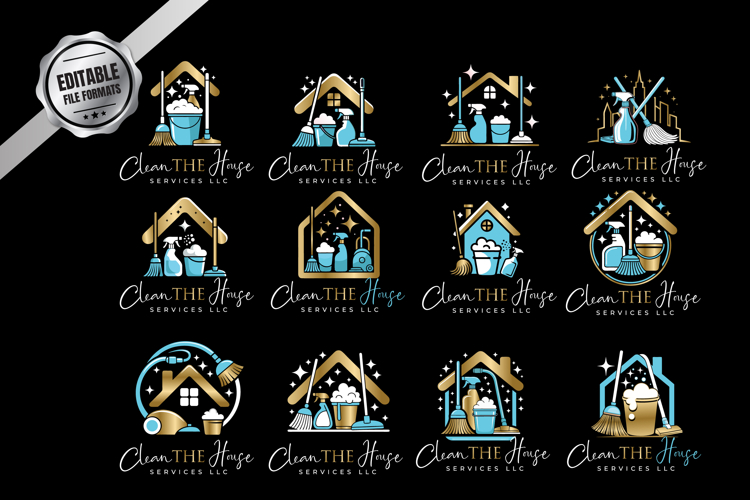 12 Feminine House Cleaning Logo