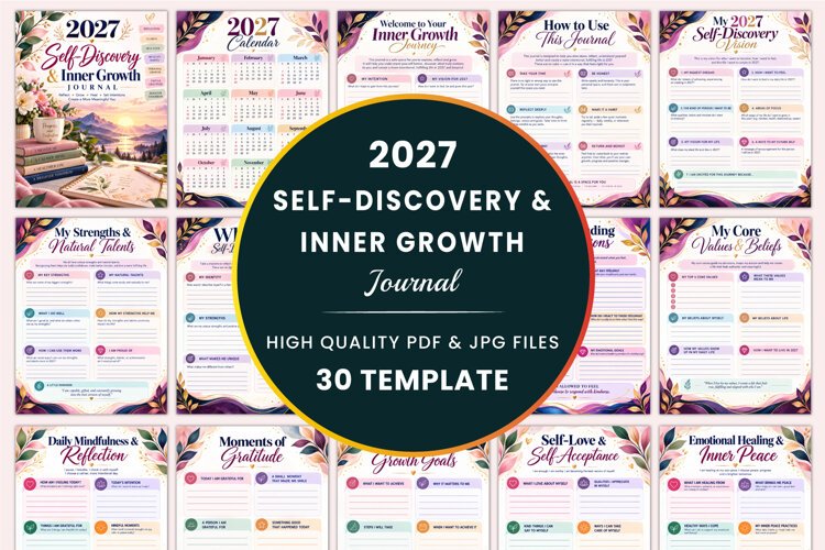 2027 Self-Discovery & Inner Growth Journal Kdp interiors example image 1