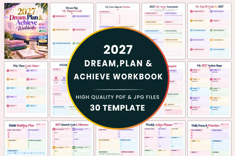 2027 Dream, Plan & Achieve Workbook Goal Setting