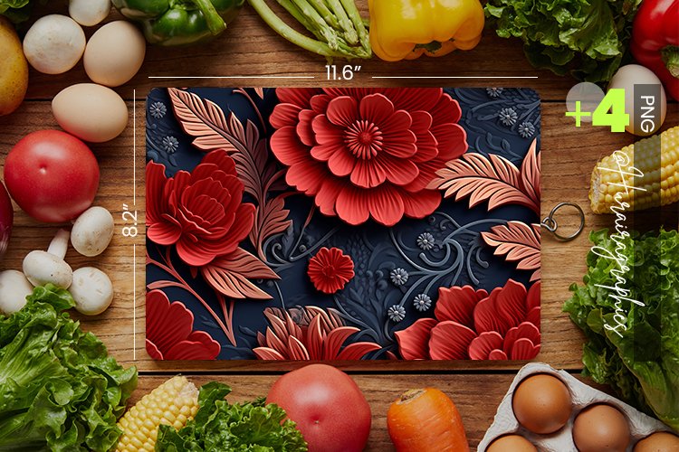 Embosed Floral Cutting Board Design - 04 Variations