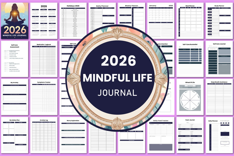 2026 Mindful Life Journal Canva templates example image 1