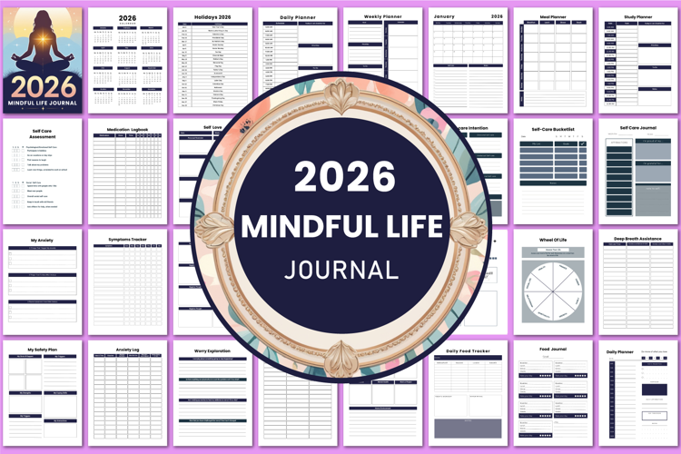 2026 Mindful Life Journal Canva templates