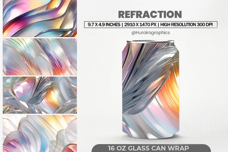 Refraction Glass Can Wrap,16 Oz Tumbler Sublimation